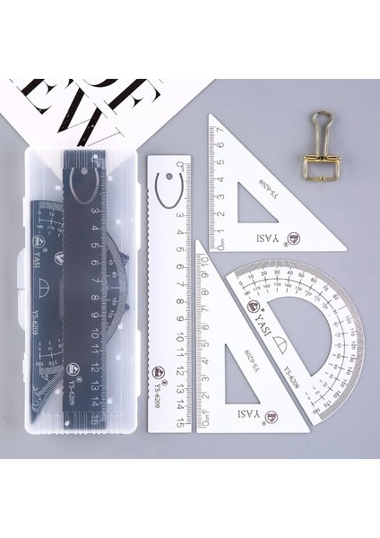 Beyaz Stil Et Matematik Setleri Metal Cetvel Üçgen Cetvel Iletki Okul Öğrenci Geometri Setleri Için Kutu ile (Yurt Dışından) indirimleri