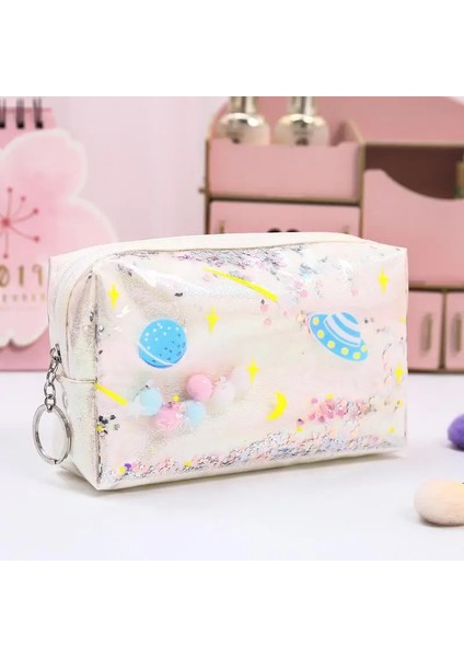 Büyük Beyaz Tarzı Yıldız Kalem Kutusu Glitter Büyük Kapasiteli Kalem Kutusu Okul Kalem Makyaj Çantası Malzemeleri Kalem Çantası Okul Kutusu Kalem Kılıfı Kırtasiye (Yurt Dışından)