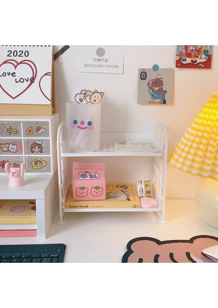 Pembe Tarzı Skysonıc Çift Katlı Depolama Rafı Kozmetik ve Takı Depolama Organizatör Masaüstü Ofis Ev Tutucu Okul Kırtasiye (Yurt Dışından) indirimleri