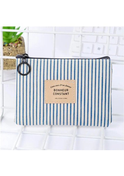 Bordo Tarzı Minilarge Kapasiteli Tuval Kısa Stil Izgara ve Çizgili Kalem Kutusu Kırtasiye Okul Kaynağı Kalem Kutusu Çantası (Yurt Dışından)