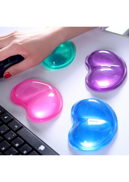 Mor Tarzı Silikon Jel Bilek Dinlenme Kalp Şeklinde Yarı Saydam Ergonomik Mouse Pad Ofis Bilgisayar Laptop Için Serin El Yastık Mat (Yurt Dışından)