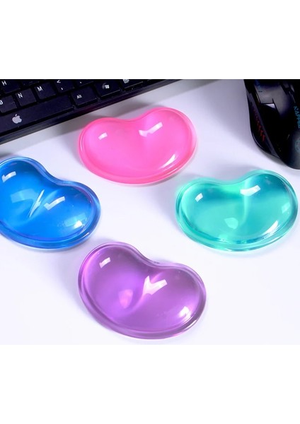 Mor Tarzı Silikon Jel Bilek Dinlenme Kalp Şeklinde Yarı Saydam Ergonomik Mouse Pad Ofis Bilgisayar Laptop Için Serin El Yastık Mat (Yurt Dışından)
