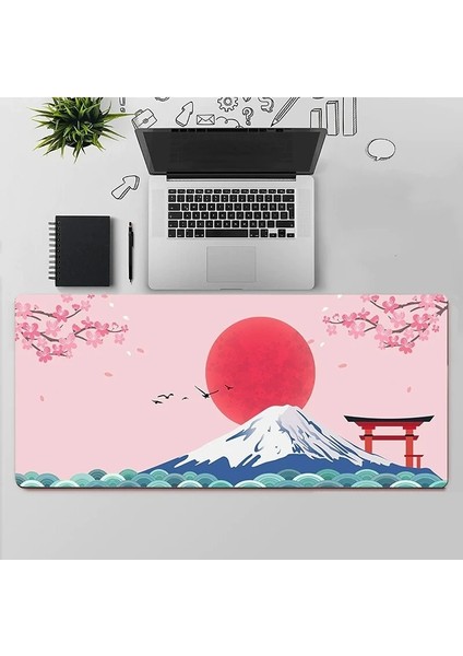 A-300X800X2MM Stili Kiraz Çiçeği Pembe Mouse Pad Büyük Bilgisayar Klavye Matı Kaymaz Kauçuk Fare Halı Kalınlaşmış Sevimli Kız Ofis Sümen Pedi (Yurt Dışından)