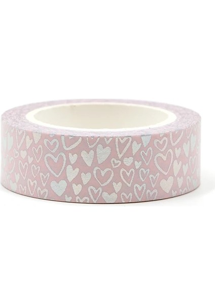 Yeni Lver Folyo Kalpler Washi Bant Pirinç Kağıdı Dıy Scrapbooking Yapıştırıcı Maskeleme Bandı 1.5cm * 10M Kırtasiye (Yurt Dışından)