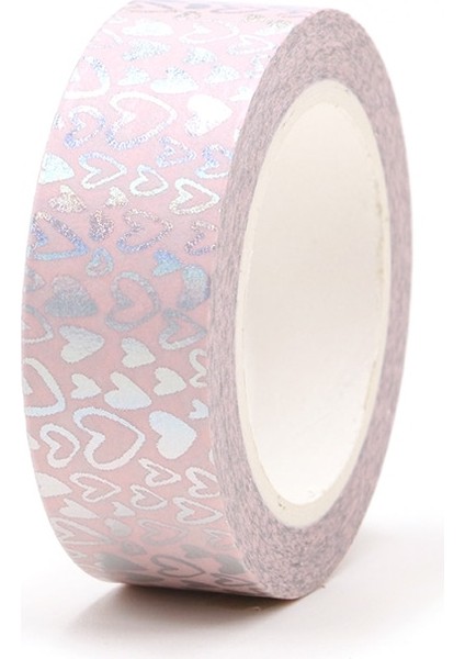 Yeni Lver Folyo Kalpler Washi Bant Pirinç Kağıdı Dıy Scrapbooking Yapıştırıcı Maskeleme Bandı 1.5cm * 10M Kırtasiye (Yurt Dışından) fiyatları