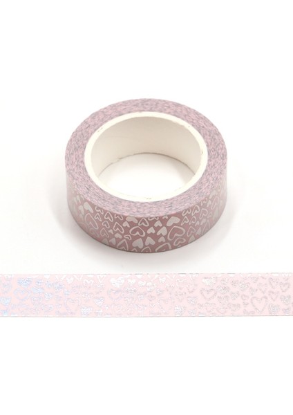 Yeni Lver Folyo Kalpler Washi Bant Pirinç Kağıdı Dıy Scrapbooking Yapıştırıcı Maskeleme Bandı 1.5cm * 10M Kırtasiye (Yurt Dışından) modelleri
