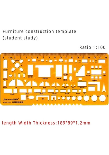 NO.4359 Stili Dairesel Oval Cetvel Dayanıklı K Reçine Çizim Tasarım Mobilya Mimar Şablonu Taslak Çizimi Cetvel Şablon Ölçüm Cetveli (Yurt Dışından)