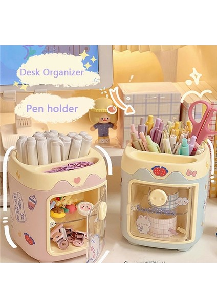 Pembe Tarzı 1 Adet Kawaii Domuz Kalem Kalem Tutucu Fırça Saklama Kabı Masa Düzenleyici Çok Fonksiyonlu Washi Bant Kırtasiye Ofis Malzemeleri (Yurt Dışından) fiyatları