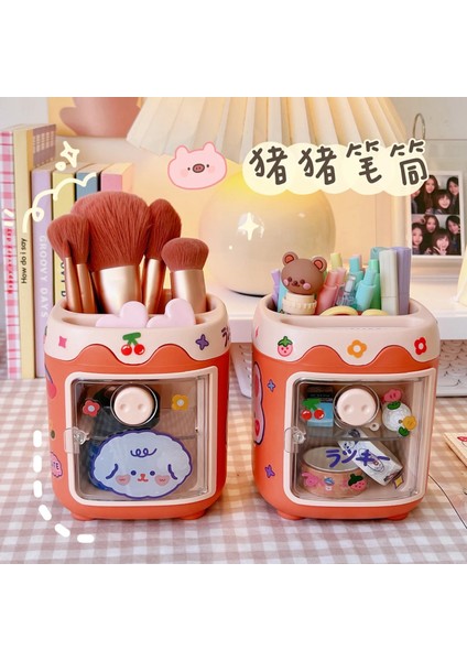 Pembe Tarzı 1 Adet Kawaii Domuz Kalem Kalem Tutucu Fırça Saklama Kabı Masa Düzenleyici Çok Fonksiyonlu Washi Bant Kırtasiye Ofis Malzemeleri (Yurt Dışından) fırsatları