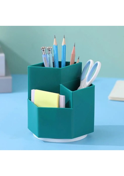 Yeşil Stil Büyük Kapasiteli Kalemlik Öğrenci Kırtasiye Malzemesi Saklama Kutusu 360 Derece Rotasyon Yaratıcı Eğik Plastik Kırtasiye Malzemesi Saklama Kutusu (Yurt Dışından)