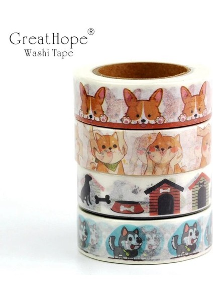 NO.215 Tarzı Dekor Washi Bant Hayvan Seti Llamas Köpek Kedi Flamingo Fil Kutup Ayısı Kuşlar Dıy Maskeleme Bantları Okul Ofis Malzemeleri (Yurt Dışından)