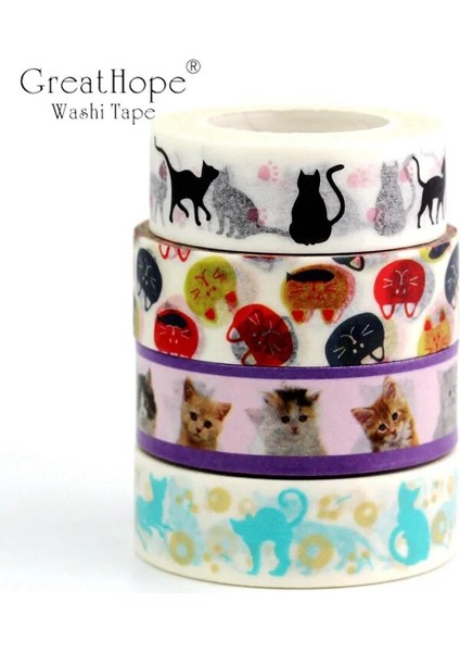 NO.215 Tarzı Dekor Washi Bant Hayvan Seti Llamas Köpek Kedi Flamingo Fil Kutup Ayısı Kuşlar Dıy Maskeleme Bantları Okul Ofis Malzemeleri (Yurt Dışından)