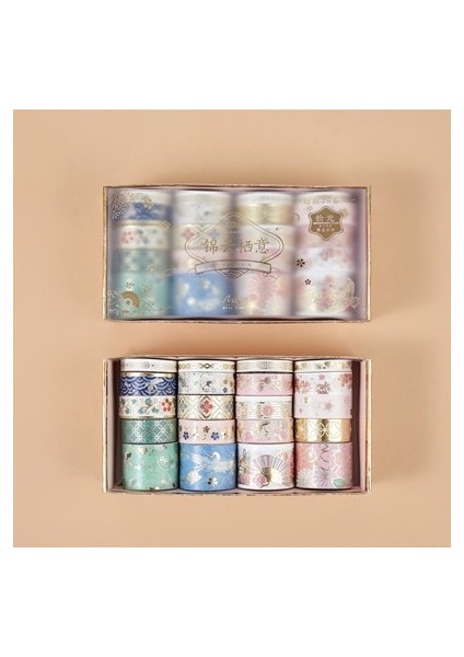 F Stili Et Retro Ilahi Altın Washi Bant Seti Yapışkan Bant Dıy Scrapbooking Sticker Etiket Japon Kırtasiye (Yurt Dışından)