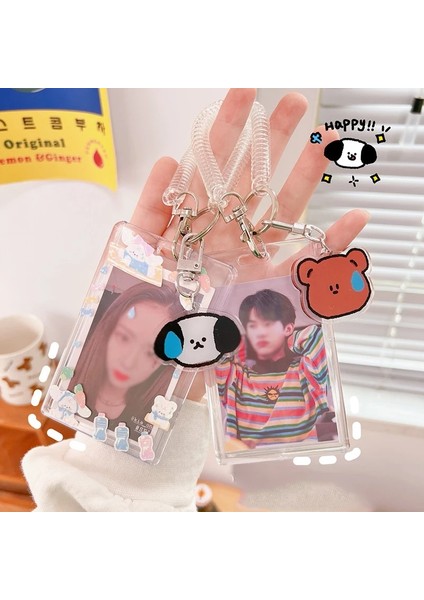 Ayı Tarzı Kpo Akrilik Şeffaf Fotocard Tutucu Kore Idol Kartı Fotoğraf Tutucu Sevimli Çizimli Çanta Kolye Okul Kırtasiye (Yurt Dışından) indirimleri