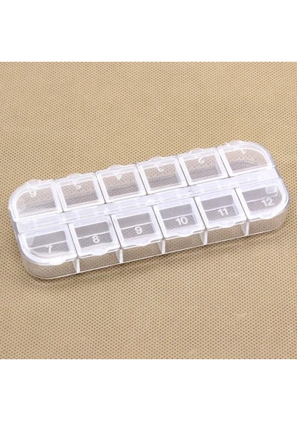 Şeffaf Stil 12 Hücreli Şeffaf Plastik Ilaç Kutusu, Şeffaf Renkli, Bağımsız Açık Kapaklı Takı, Manikür Saklama Kutusu (Yurt Dışından)