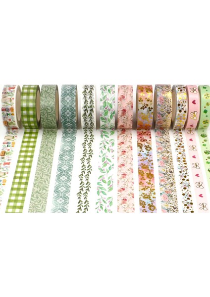 No.3 Tarzı Washi Bant Seti Yeşil Bitki Maskeleme Bandı Çiçek Yaprak Dekoratif Bant Sticker Scrapbooking Kawaii Kırtasiye Dergisi Malzemeleri (Yurt Dışından) fırsatları