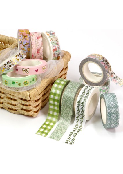 No.3 Tarzı Washi Bant Seti Yeşil Bitki Maskeleme Bandı Çiçek Yaprak Dekoratif Bant Sticker Scrapbooking Kawaii Kırtasiye Dergisi Malzemeleri (Yurt Dışından) indirimleri