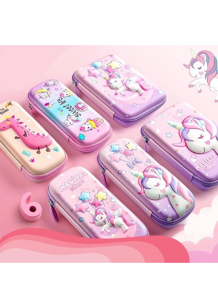 No.6 Stili 3D Eva Unicorn Sevimli Kalem Kutusu Karikatür Kırtasiye Kutusu Kalem Saklama Torbaları Büyük Kapasiteli Öğrenci Kalem Kutusu Okul Malzemeleri Hediyeler (Yurt Dışından) fiyatları