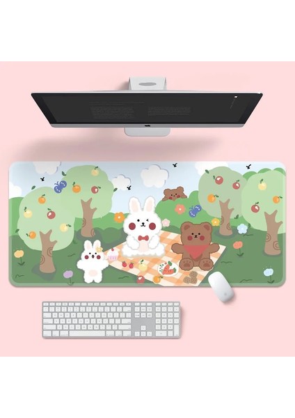 A-800X300X2MM Stili Ins Tarzı Sevimli Pembe Gezegen Tavşan Mouse Pad Oyun Büyük Süper Kawaii Bilgisayar Mat Kaymaz Klavye Pedi Ev Ofis Masaüstü Mat (Yurt Dışından)