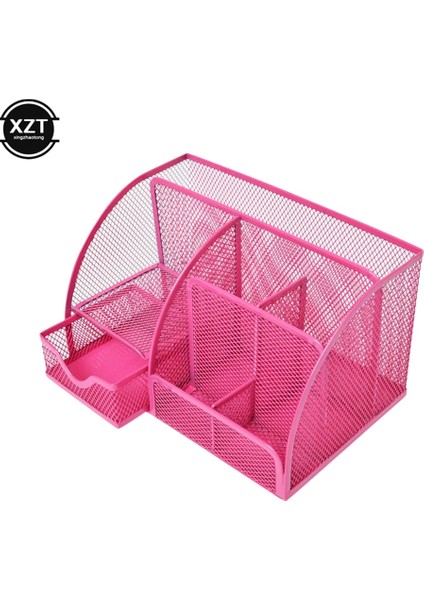 Kırmızı Stil Metal Ofis Organizatör Örgü Masaüstü Saklama Kutusu Kırtasiye Aksesuarları Kozmetik Tutucu Ofis Okul Ev Gereçleri (Yurt Dışından)