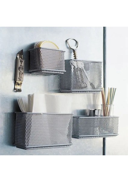 L Tarzı Dayanıklı Buzdolabı Tel Örgü Manyetik Sepet Saklama Kutusu Kalem Makyaj Organizatör (Yurt Dışından) fiyatları