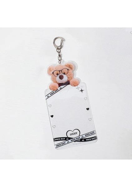 Siyah Stil Oyuncak Ayı Kpop Idol Fotocard Tutucu Pvc Kadın Kızlar Banka Kimlik Kartı Tutucu Anahtarlık Fotoğraf Kol Kılıfı Okul Kırtasiye (Yurt Dışından)