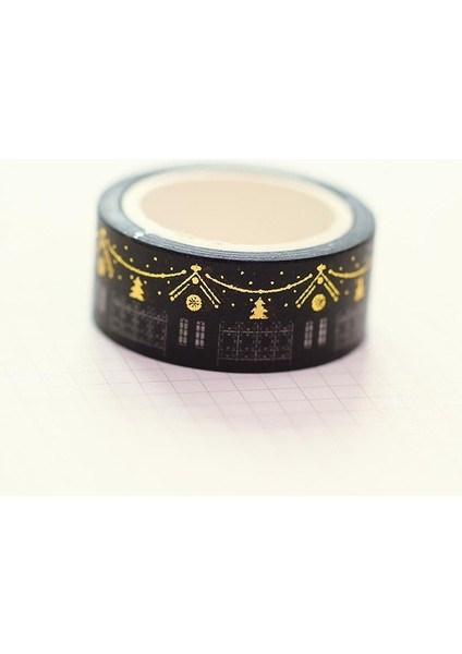 C Stili Ack Black Moon Stars Washi Kağıt Maskeleme Bantları 1.5cm x 5m Diy Scrapbooking Kalp Çıkartmaları Hediye Paketleme Etiketi (Yurt Dışından)