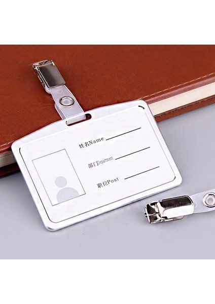 No.11 Stili Metal Rozetlik Kimlik Adı Etiketi Kapağı Şirket Fabrikası Personel Çalışanları Için Ofis Çalışma Kartı Tutacağı Kordonlu Otobüs Kartı Kılıfı (Yurt Dışından)