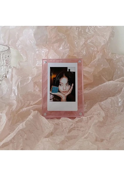 Pembe Stil Mınkys Kawaii Polaroid 3-Oto Çerçeve Akrilik Sahne Şeffaf Lazer 3-Oto Küçük Kart Ekran Çerçevesi Güçlü Manyetik (Yurt Dışından)