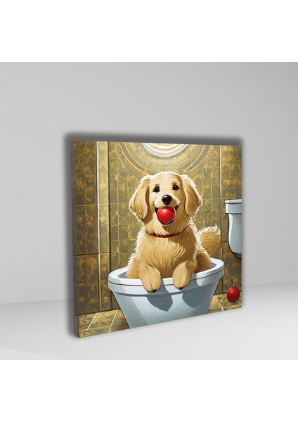 Tekli Kare Kanvas Banyo Tablosu Topla Oynayan Golden Köpek fiyatları