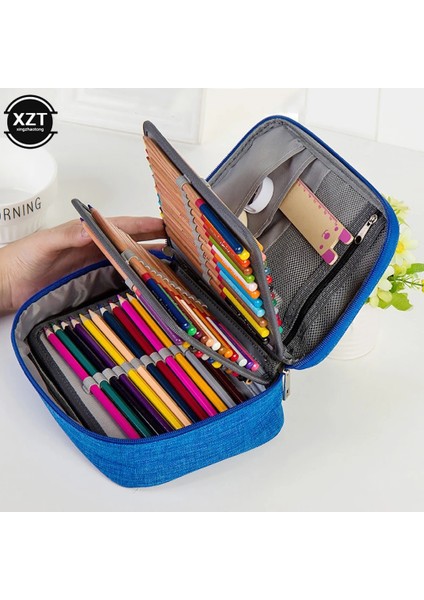 Mavi Stil 72 Delik Kırtasiye Kutusu 3 Bölmeli Tuval Kalem Kutusu Kumaş Kalem Kutusu Ayrılabilir Kalem Çizim Kalem Kutusu Sanat Kırtasiye (Yurt Dışından) indirimleri