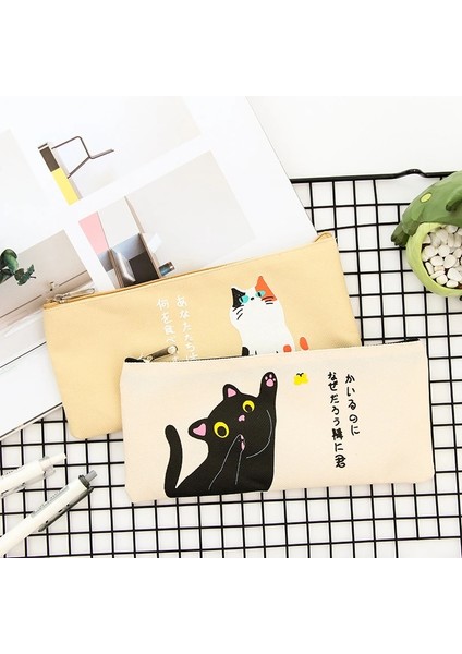 Dl Basit Kedi Karikatür Yaratıcı Kanvas Çanta Kız Öğrenci Toplu Fermuarlı Kalem Kutusu Kalem Çantası Kırtasiye Ofis (Yurt Dışından) fiyatları