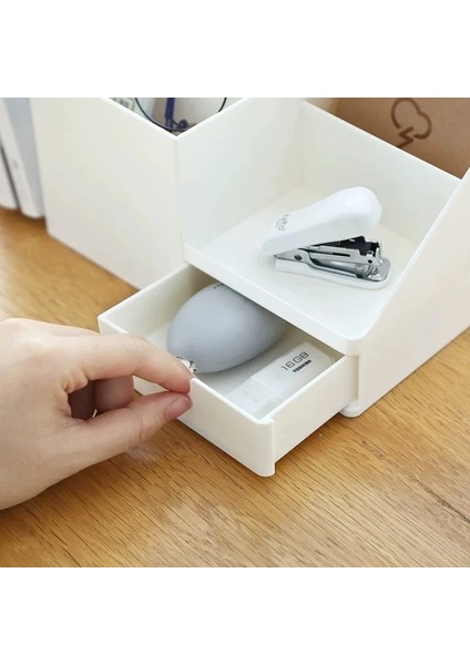 Bej Tarzı Sharkbang Abs Masa Ofis Organizatör Depolama Tutucu Masaüstü Kalem Kalem Çeşitli Eşyalar Rozet Kutusu Kırtasiye Ofis Okul Malzemeleri (Yurt Dışından) indirimleri