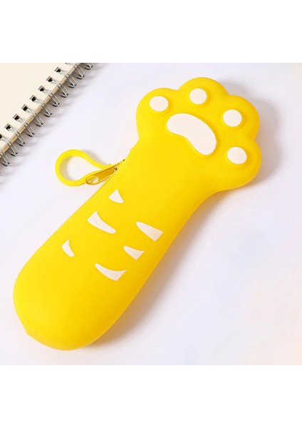 Sarı Stil Silikon Kalem Kutusu Fermuar Tasarım Kedi Pençe Kalem Çantası Su Geçirmez Kırtasiye Ofis Okul Için Kalem Kutuları Çanta Yazma DJA88 (Yurt Dışından)