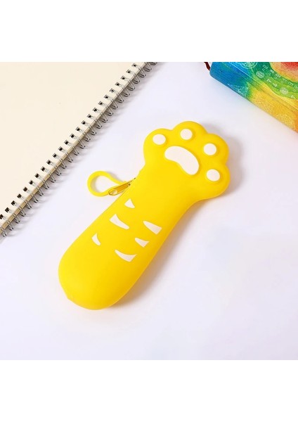Sarı Stil Silikon Kalem Kutusu Fermuar Tasarım Kedi Pençe Kalem Çantası Su Geçirmez Kırtasiye Ofis Okul Için Kalem Kutuları Çanta Yazma DJA88 (Yurt Dışından) modelleri
