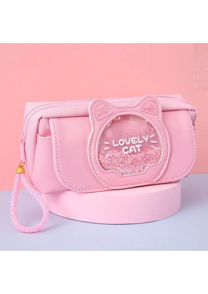 Mavi Stil Kedi Kalem Kutusu Sevimli Kalem Çantası Üç Kat Büyük Kalem Kutusu Kızlar Kawaii Kırtasiye Çantası Karikatür Hayvanlar Kalem Çantası Öğrenci (Yurt Dışından) fırsatları