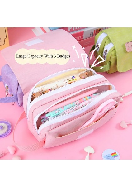 Estuche Stili Kalem Kutusu Kız Rozetleri Kawaii Estuche Para Lapices Sevimli Kore Kırtasiye Kalem Kutusu Kalemlik Sevimli Estojo Cartucheras Escolares (Yurt Dışından) fırsatları