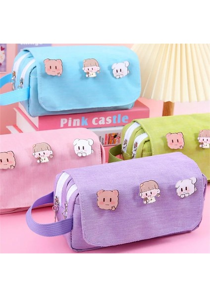 Estuche Stili Kalem Kutusu Kız Rozetleri Kawaii Estuche Para Lapices Sevimli Kore Kırtasiye Kalem Kutusu Kalemlik Sevimli Estojo Cartucheras Escolares (Yurt Dışından) indirimleri