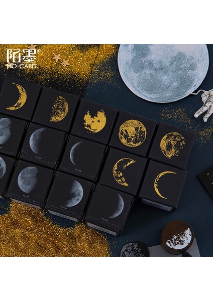 No.7 Tarzı Retro Ay Evresi Serisi Dekorasyon Damga Ahşap Yuvarlak Lastik Pullar Scrapbooking Kırtasiye Dıy Zanaat Standart Mühür Için (Yurt Dışından)