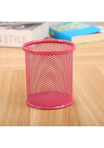 D Tarzı Gül Altın Masa Aksesuarları Sevimli Kalemlik Örgü Masa Düzenleyici Basit Düz Renk Metal Yuvarlak Kare Kalemlik (Yurt Dışından)