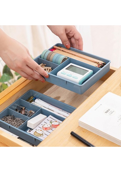 Mavi Stil Masa Çekmece Organizatörü Istiflenebilir Çok Hücreli Depolama Masaüstü Depolama Kutusu Tepsisi Ev Ofis Için Çok Amaçlı Bölücü Konteyner (Yurt Dışından) fiyatları