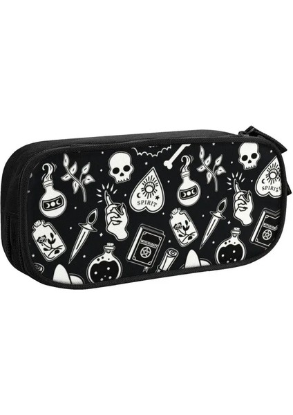 No.13 Tarzı Witchy Özü Sevimli Kalem Kutusu Erkek Kızlar Büyük Depolama Cadılar Bayramı Ürkütücü Cadı Kafatası Kalem Çantası Öğrencileri Kırtasiye (Yurt Dışından) modelleri