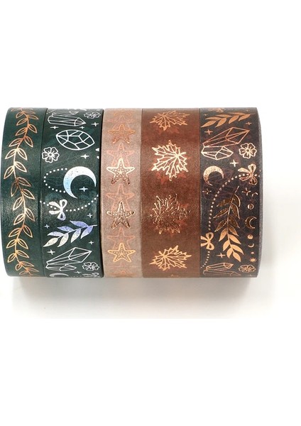 G307 Stili 1 Rulo 15MM ** 10M Altın Folyo Takı Denizyıldızı Yaprakları Akçaağaç Yaprağı Dekoratif Washi Bant Dıy Scrapbooking Maskeleme Bandı (Yurt Dışından)