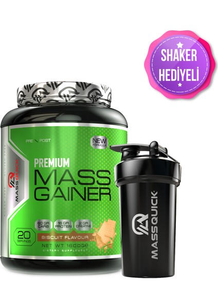 Mass Gainer Bisküvi Aromalı Karbonhidrat Tozu 1600gr 20 Servis