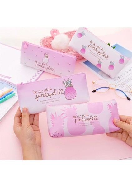 NO.292 Stili Yeni Tuval Meyve Ananas Kalem Kutusu Kız Kırtasiye Kawaii Kalem Çantası Okul Ofis Malzemeleri Öğrenciler Hediyeler (Yurt Dışından) fırsatları