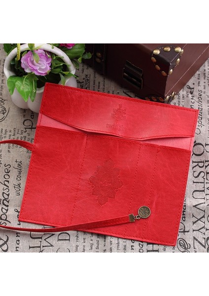 Kırmızı Stil Yeni Retro Tarzı Rulo Pu Deri Çanta Kılıfı Makyaj Pem Kalem Kutusu Kozmetik Çantası Retro Kalem Çantası Depolama Taşınabilir Kırtasiye (Yurt Dışından)