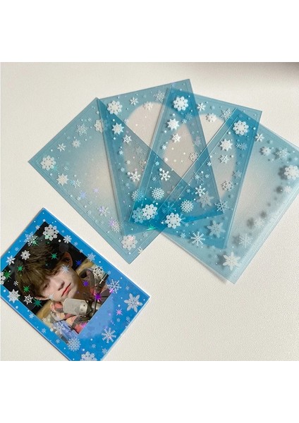 Pembe Tarzı Owflake Yıldız Kartı Kollu Dekoratif Çıkartmalar 3 Iotocards Kpop Idol Fotoğraf Koruyucu Kılıf Kapak Kart Sahibinin (Yurt Dışından) fiyatları