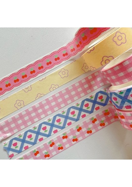 1 Adet B Tarzı K Izgara Kiraz Çiçeği Washi Bant Dekoratif Yapışkan Bant Renkli Maskeleme Bandı Sticker Scrapbooking Dıy Kırtasiye Bandı (Yurt Dışından)