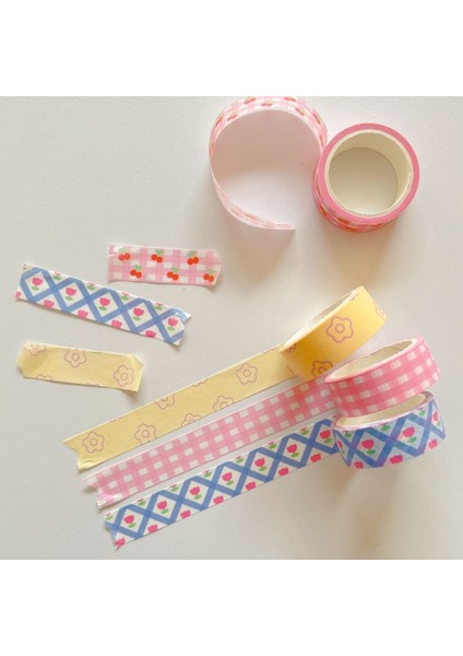 1 Adet B Tarzı K Izgara Kiraz Çiçeği Washi Bant Dekoratif Yapışkan Bant Renkli Maskeleme Bandı Sticker Scrapbooking Dıy Kırtasiye Bandı (Yurt Dışından)