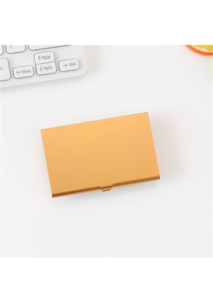 Altın Tarzı Lazer Kazınmış Logo Paslanmaz Çelik Alüminyum Metal Kasa Kutu Iş Kımlık Adı Kredi Kartı Tutucu Kapak Adı Kart Kart Kılıfı (Yurt Dışından)